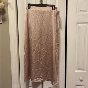 French Connection Satin Skirt in Soft Beige